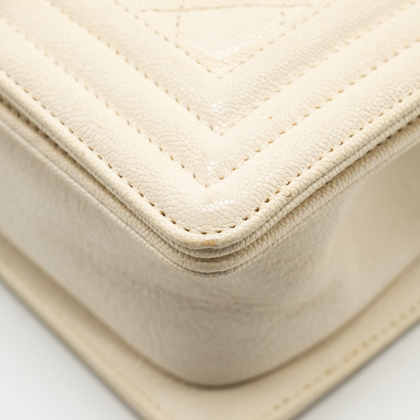 Chanel Small Boy Bag Caviar White LGHW