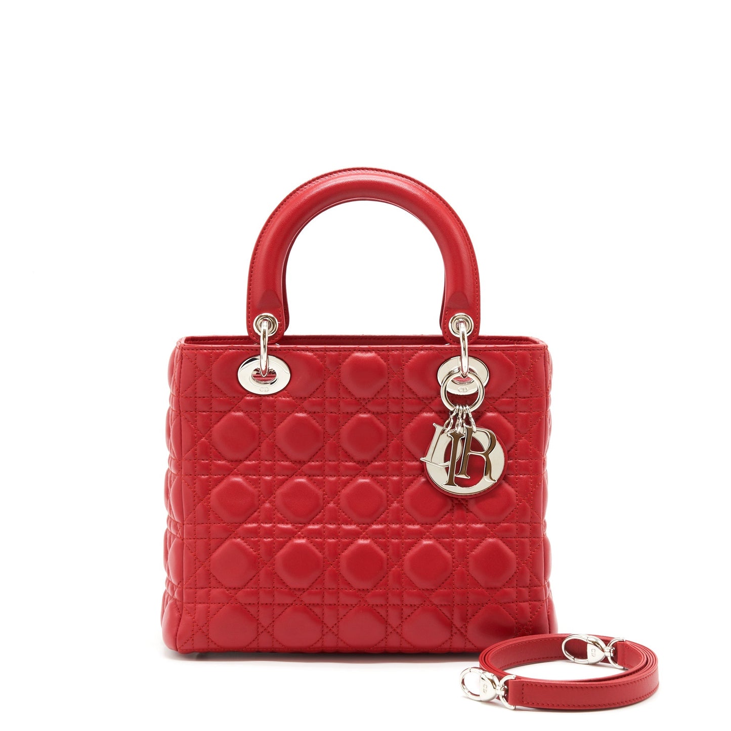 Luxury Dior Lady Luxury Dior Bag Medium Fuchsia Lambskin Red SHW