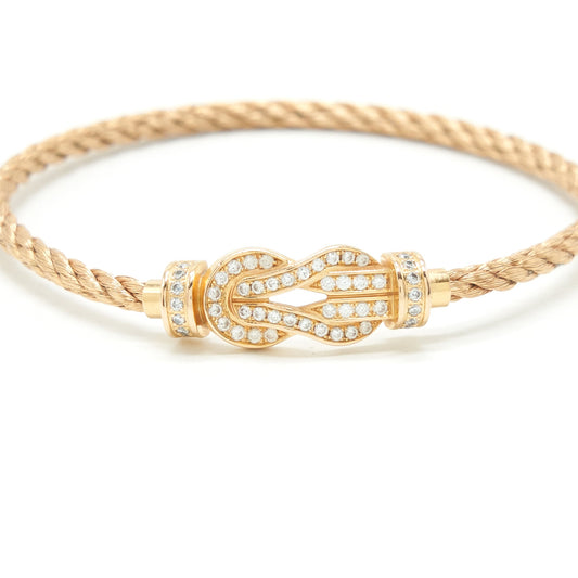 Fred Medium Chance Infinie Bracelet 18K Yellow Gold with Steel Cable Bracelet in Yellow Gold