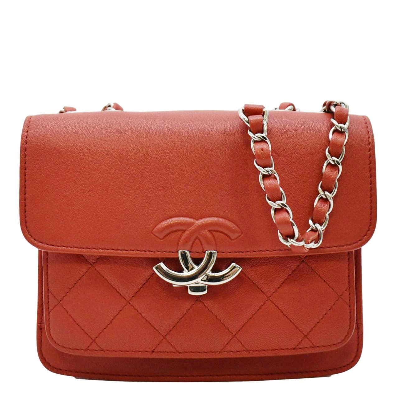 Luxury Chanel CC Box Flap Quilted Leather Shoulder Bag Red