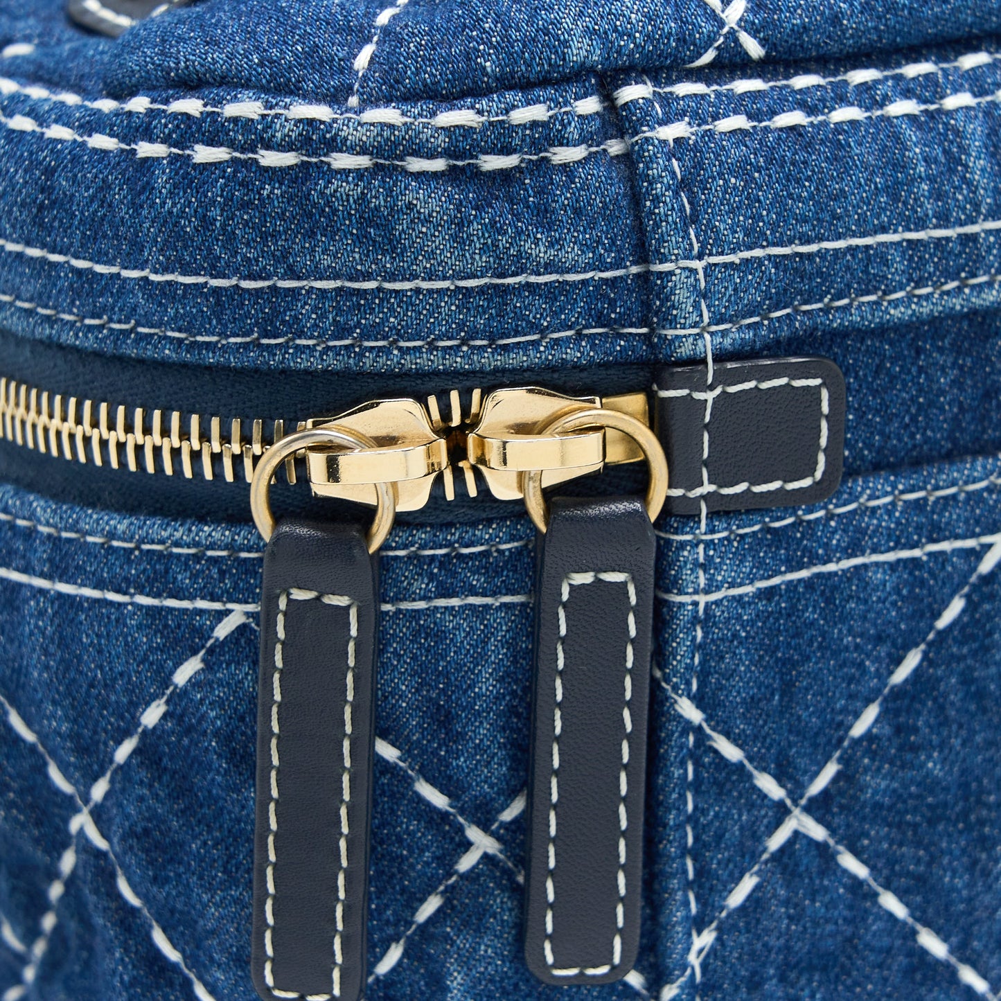 Chanel Top Handle Crossbody Vanity Case Denim Blue Brushed GHW