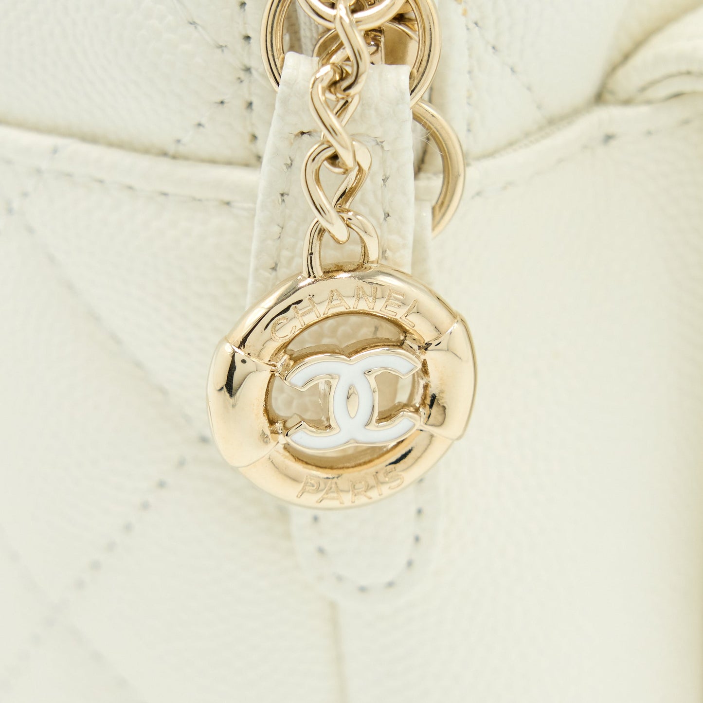 Chanel Quilted Mini CC Day Backpack Caviar White LGHW