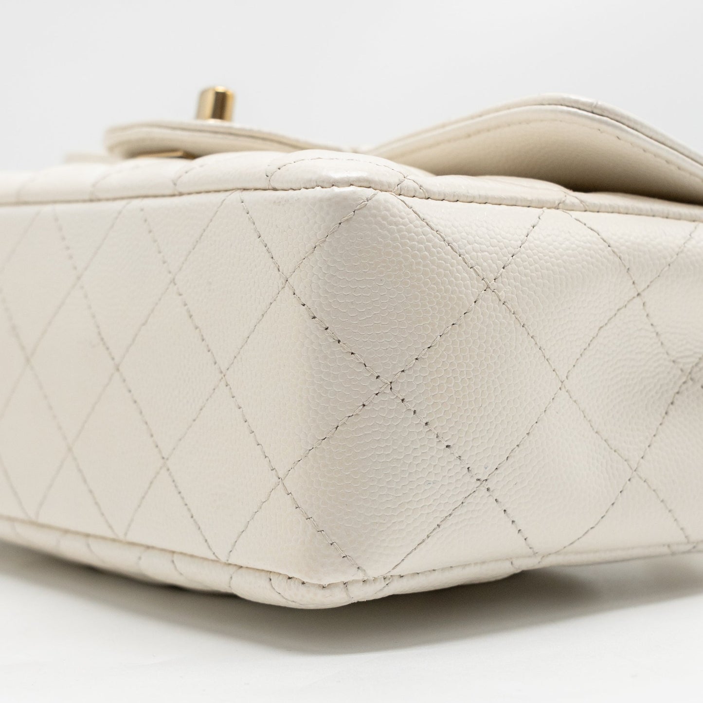 Chanel Mini Rectangular Flap Bag Caviar White LGHW