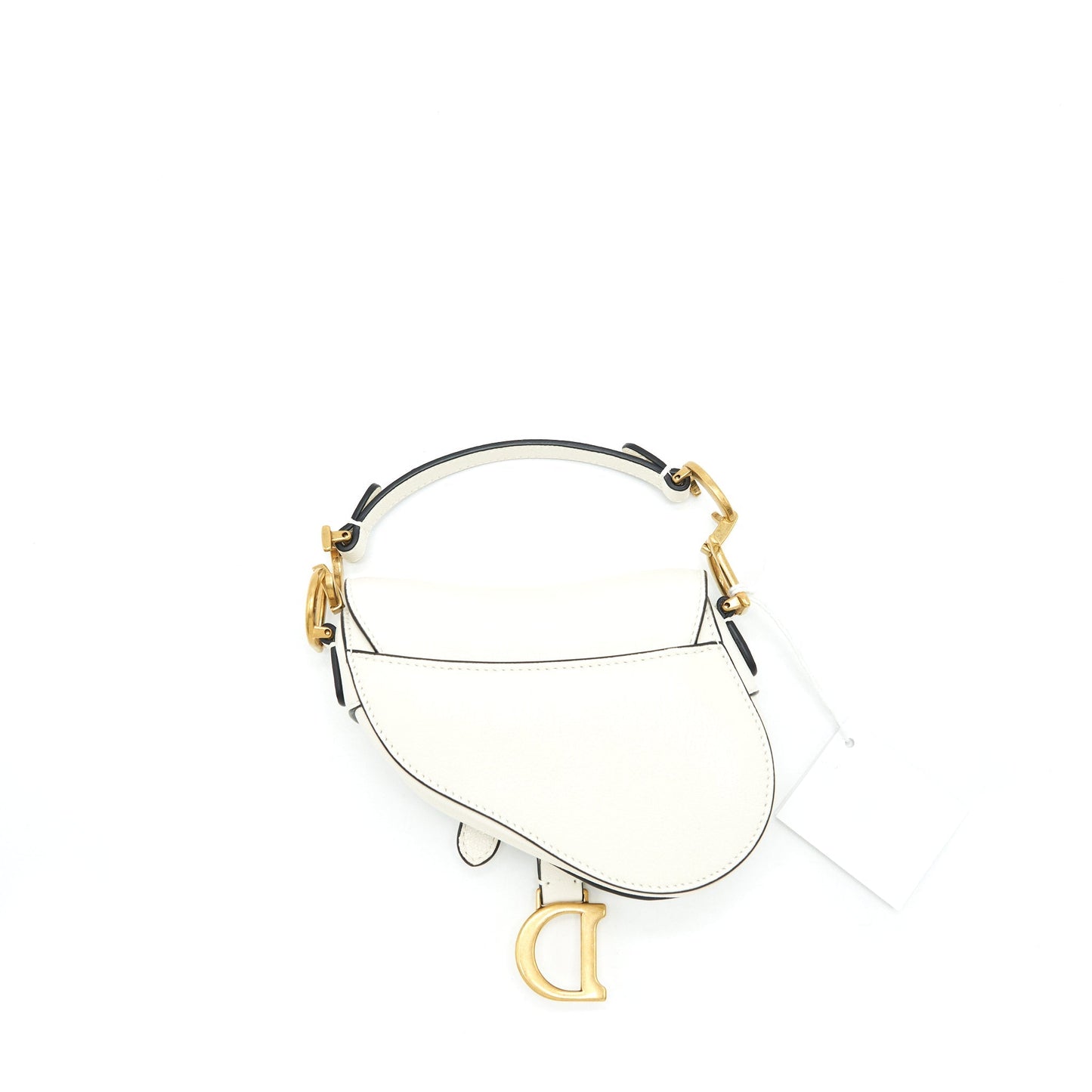 Luxury Dior Micro (Super Mini) Saddle Bag Goat Skin White GHW
