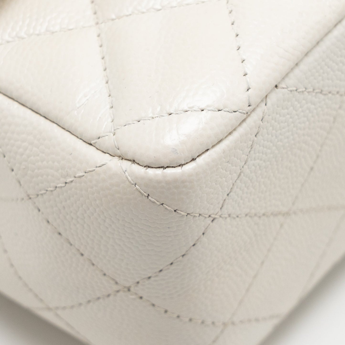 Chanel Mini Rectangular Flap Bag Caviar White LGHW