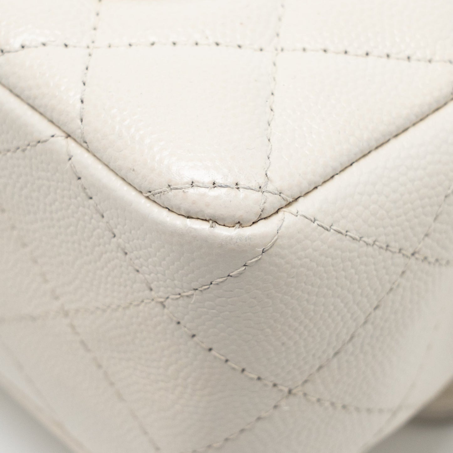 Chanel Mini Rectangular Flap Bag Caviar White LGHW