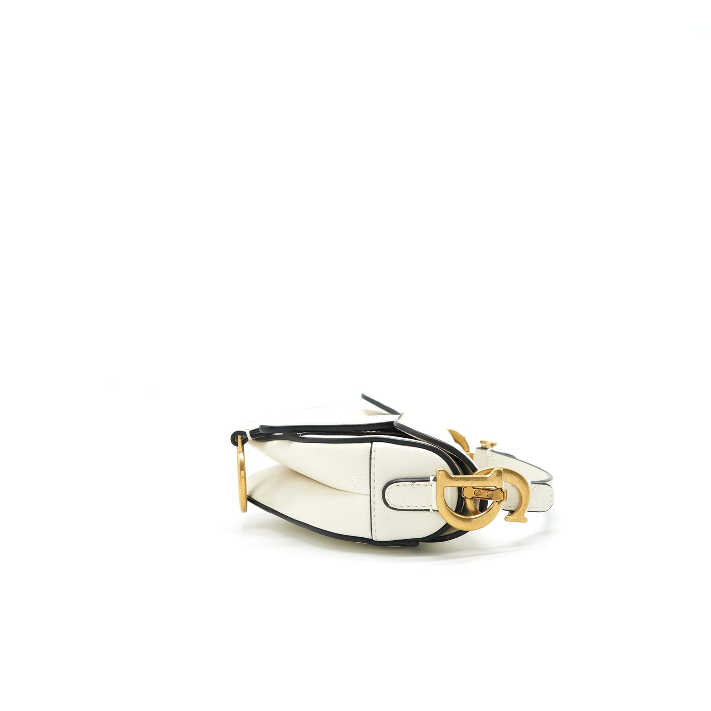 Luxury Dior Micro (Super Mini) Saddle Bag Goat Skin White GHW