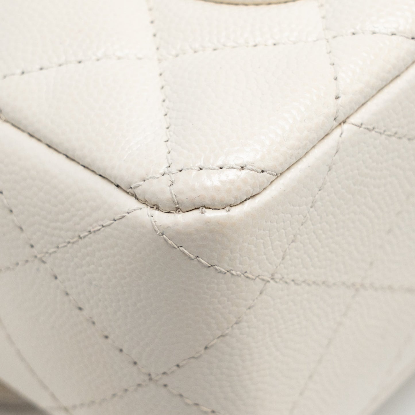 Chanel Mini Rectangular Flap Bag Caviar White LGHW