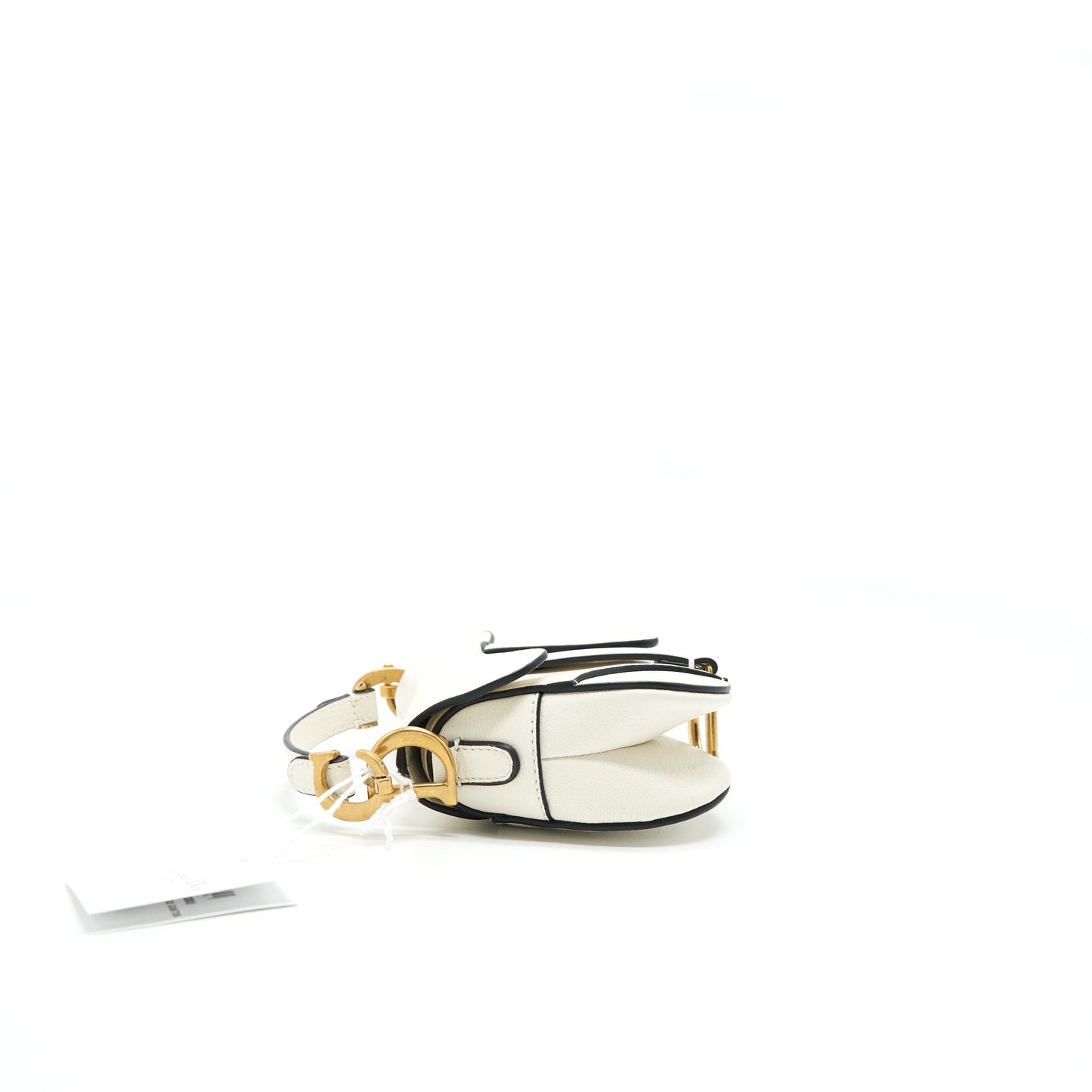 Luxury Dior Micro (Super Mini) Saddle Bag Goat Skin White GHW