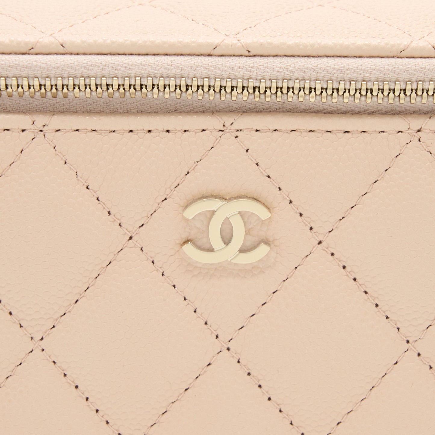 Chanel Long Vanity With Chain Caviar Beige LGHW
