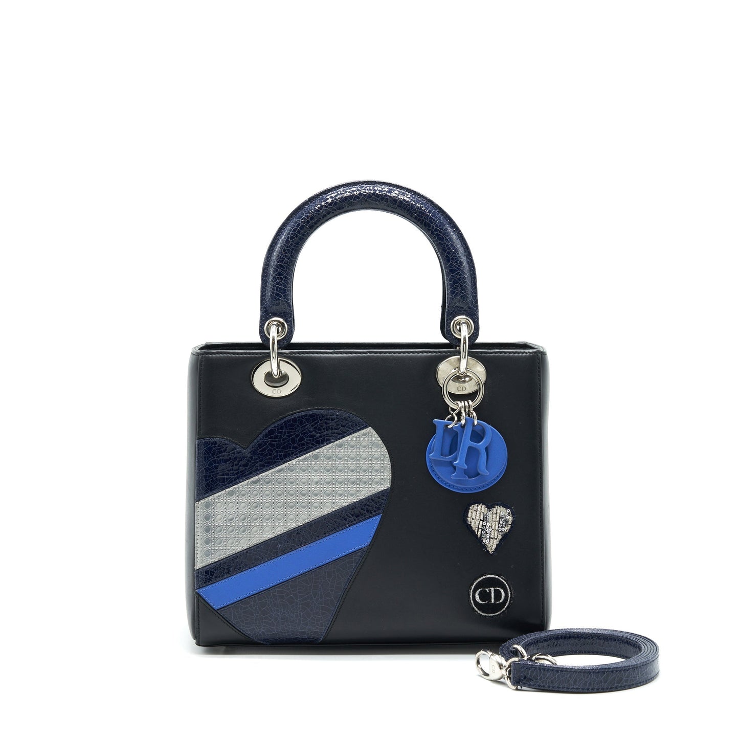 Luxury Dior Medium Lady Luxury Dior Bag limited edition black/ Blue