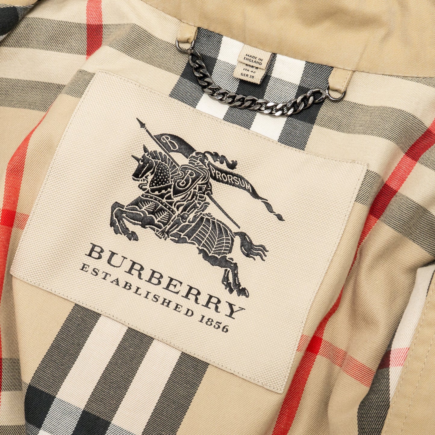 Burberry Size UK10 Trench Coat Cotton Brown