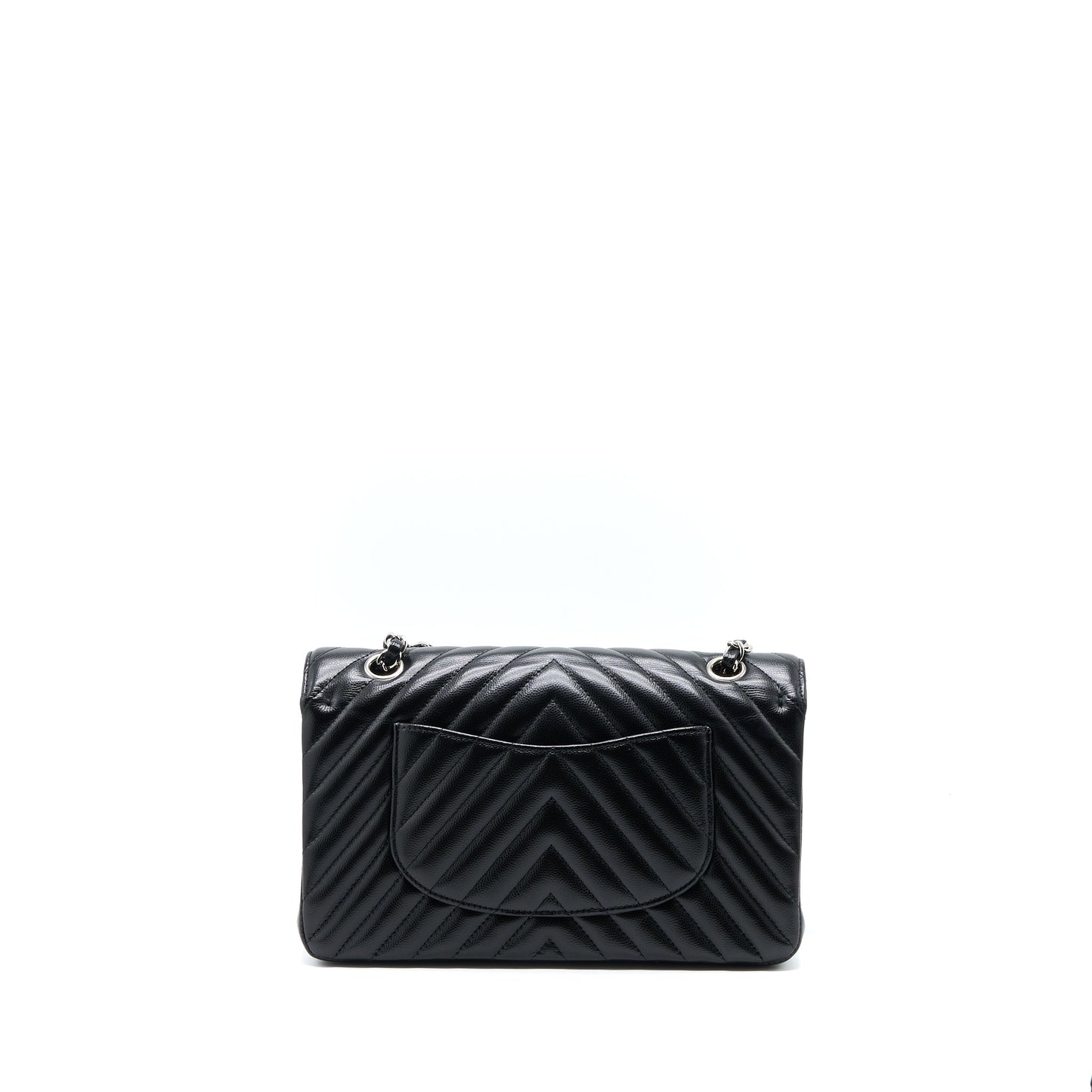 Chanel Medium Classic Double Flap Bag Chevron Caviar Black SHW