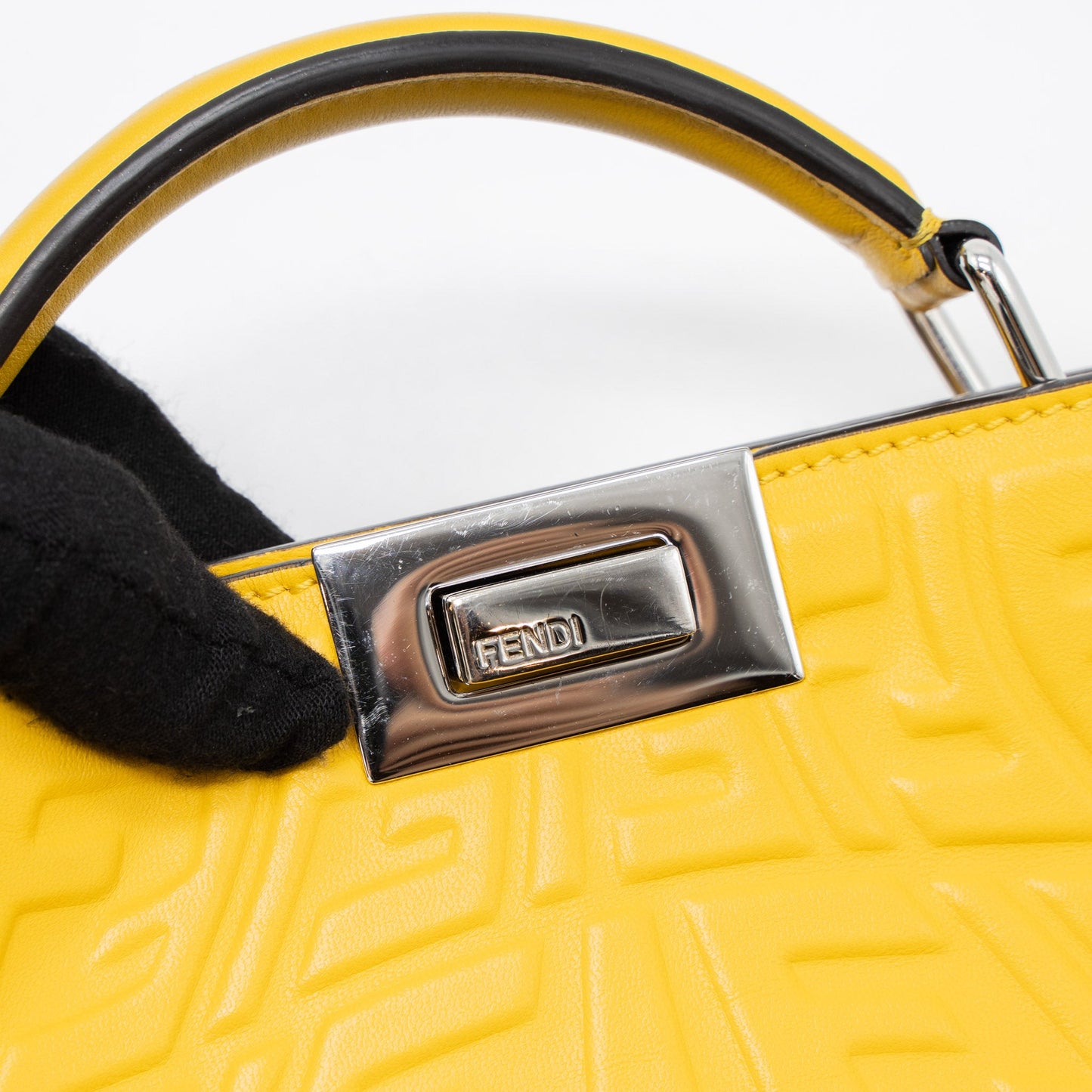 Fendi Top Handle Peekaboo Lambskin Yellow SHW