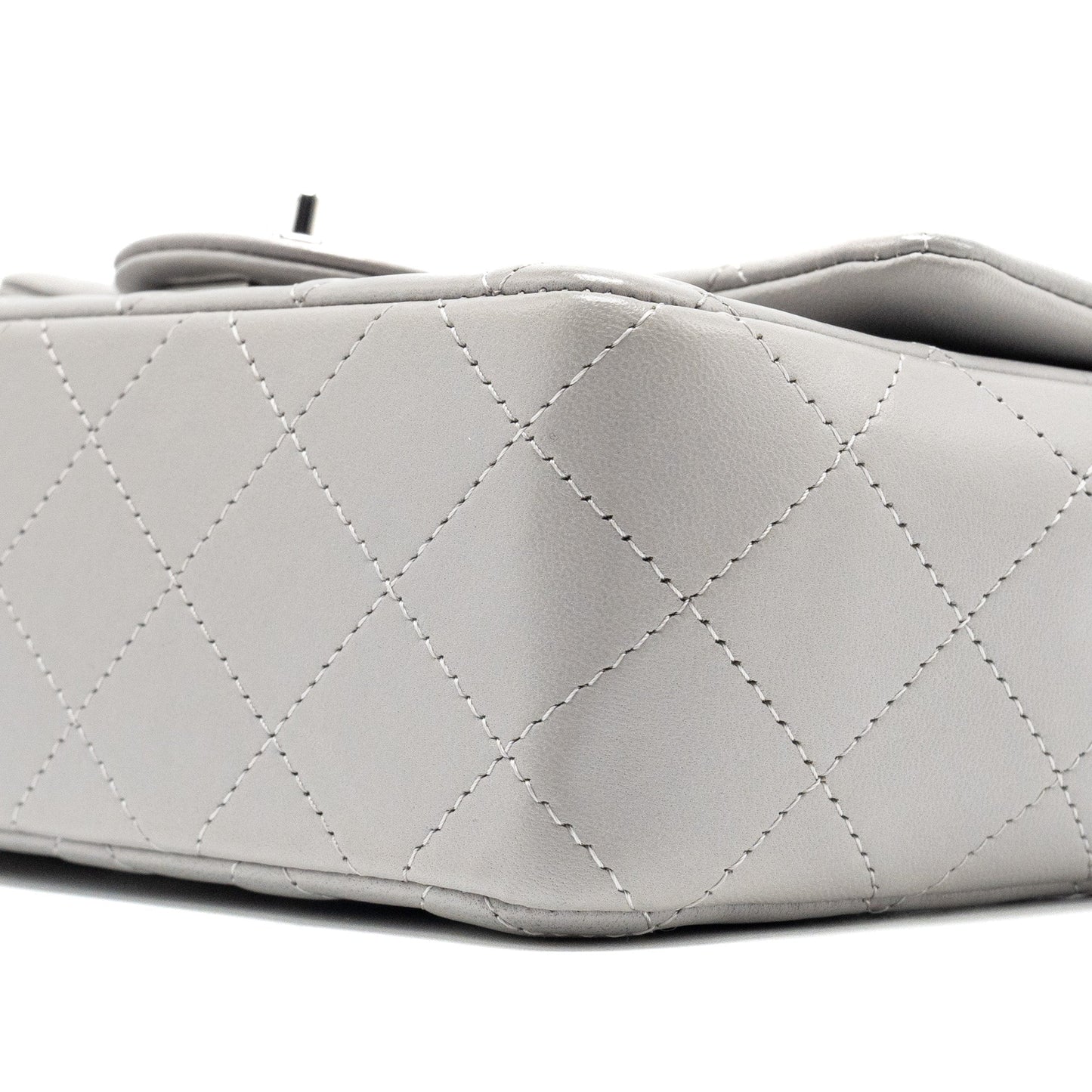 Chanel Mini Rectangular Flap Bag Lambskin Light Grey SHW(Microchip)