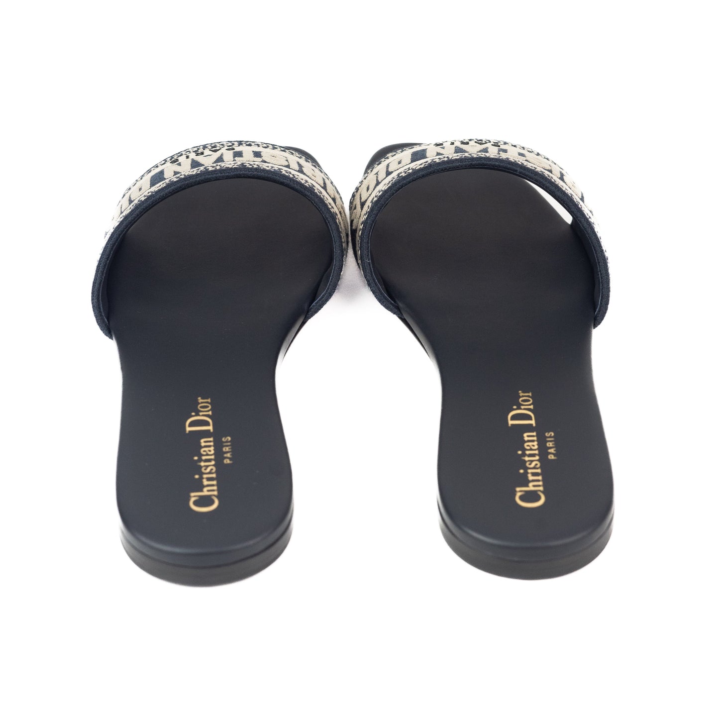 Dior Dway Navy Blue Embroidered Slides