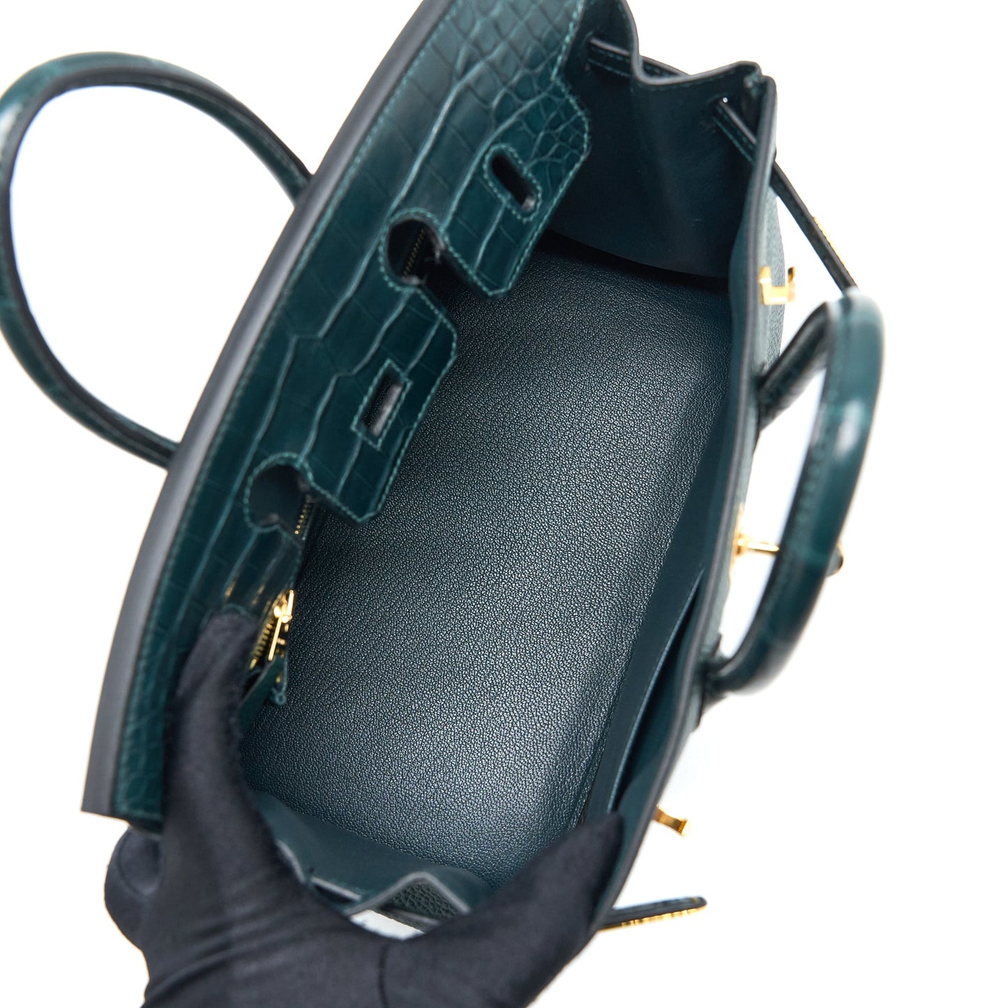 Herme Birkin 25 Touch Togo/Alligator Mississippiensis Vert Cypres GHW Stamp Z