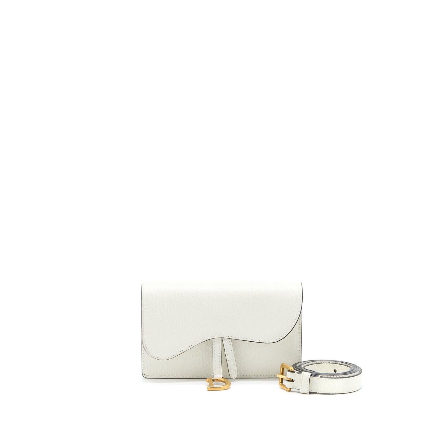 Luxury Dior Saddle Belt Pouch Calfskin White GHW