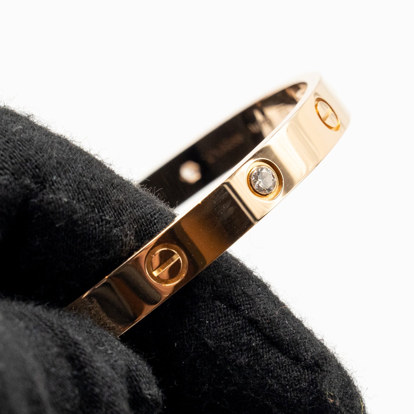 Catier Size 17 Love Bracelet Rose Gold 4 Diamonds