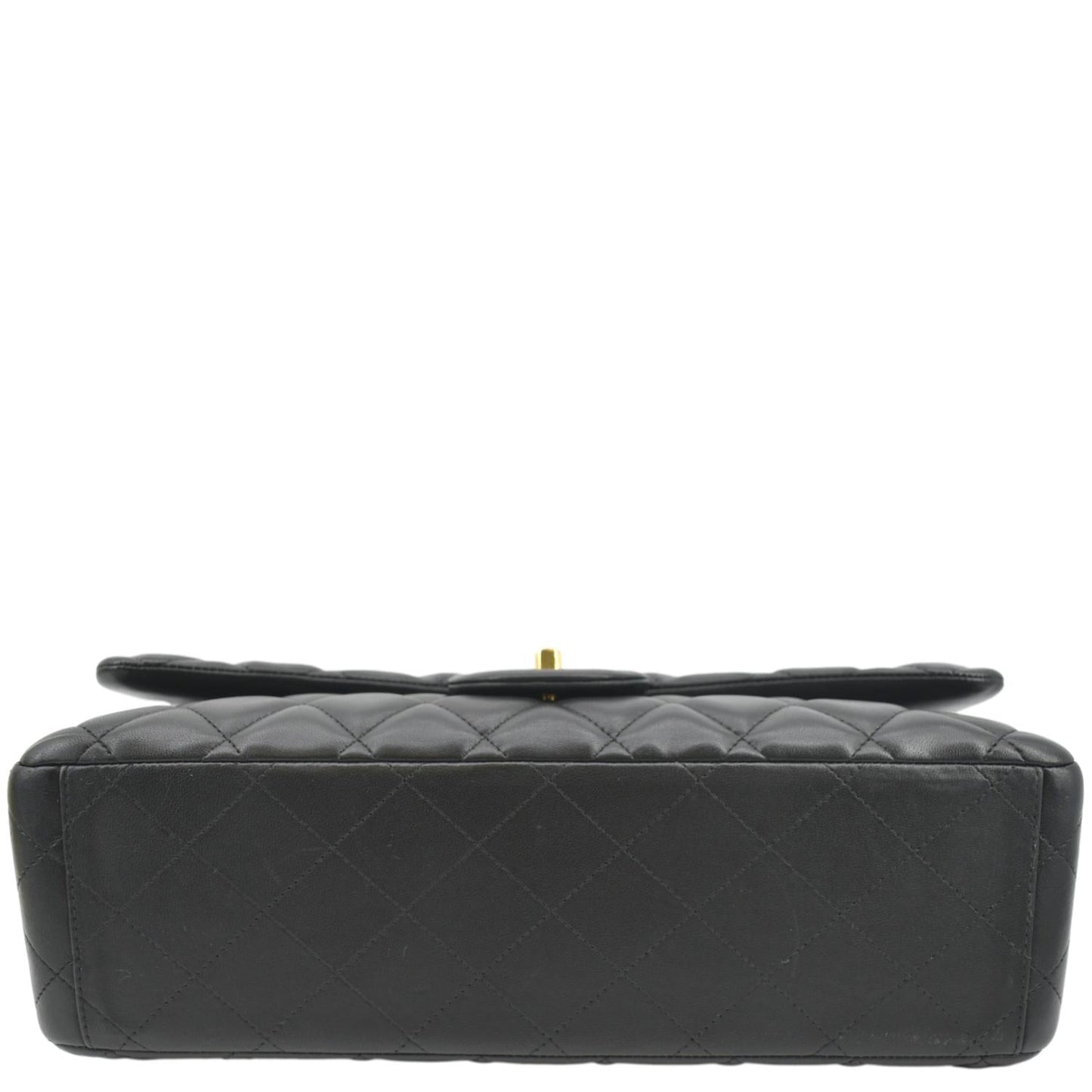 CHANEL Maxi Double Flap Lambskin Leather Shoulder Bag Black