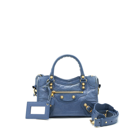 Balenciaga mini City Crossbody Bag blue GHW