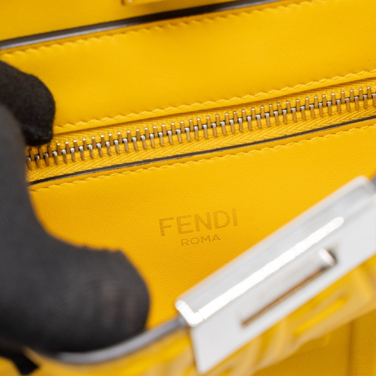 Fendi Top Handle Peekaboo Lambskin Yellow SHW
