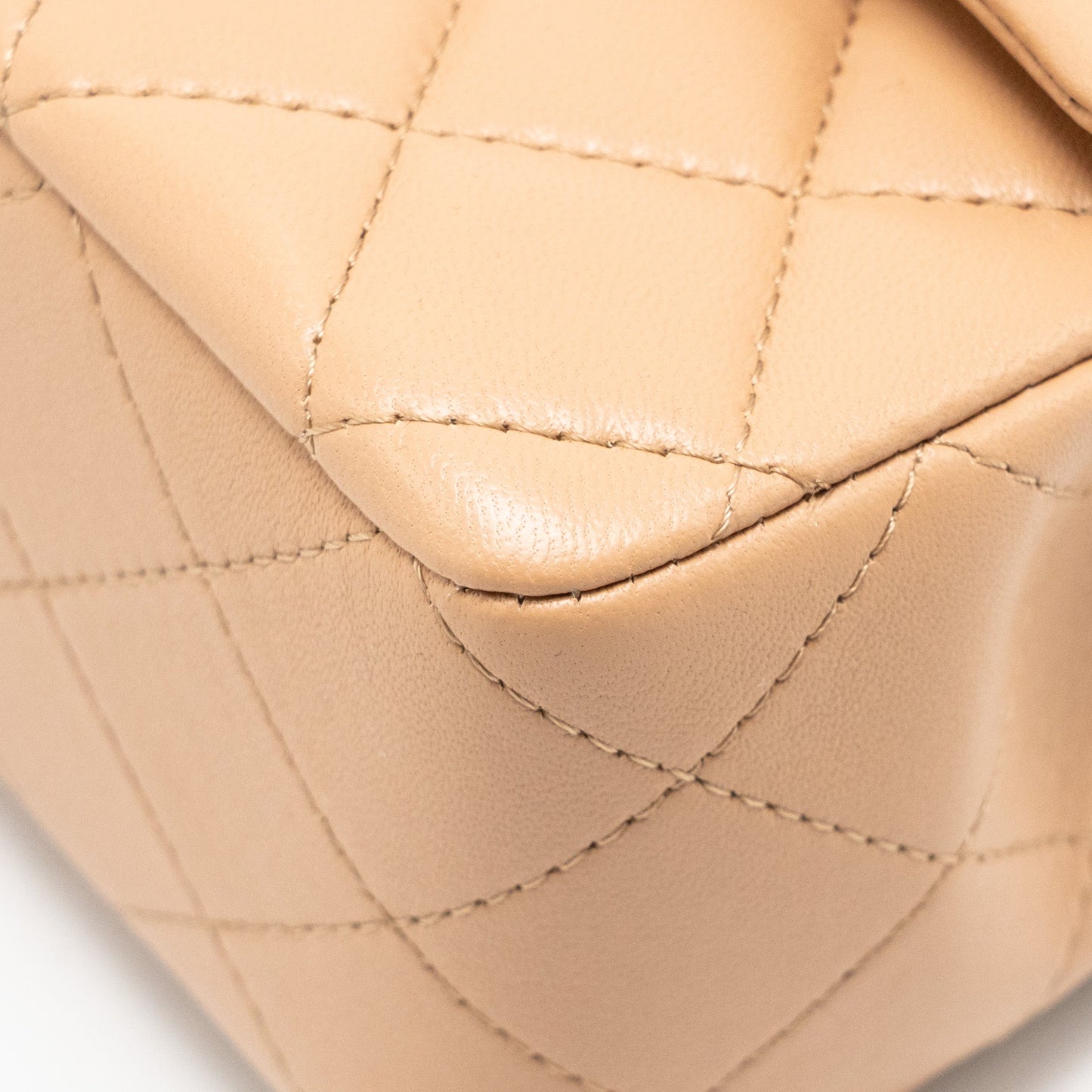 Chanel Top Handle Mini Rectangular Lambskin Beige LGHW (Microchip)