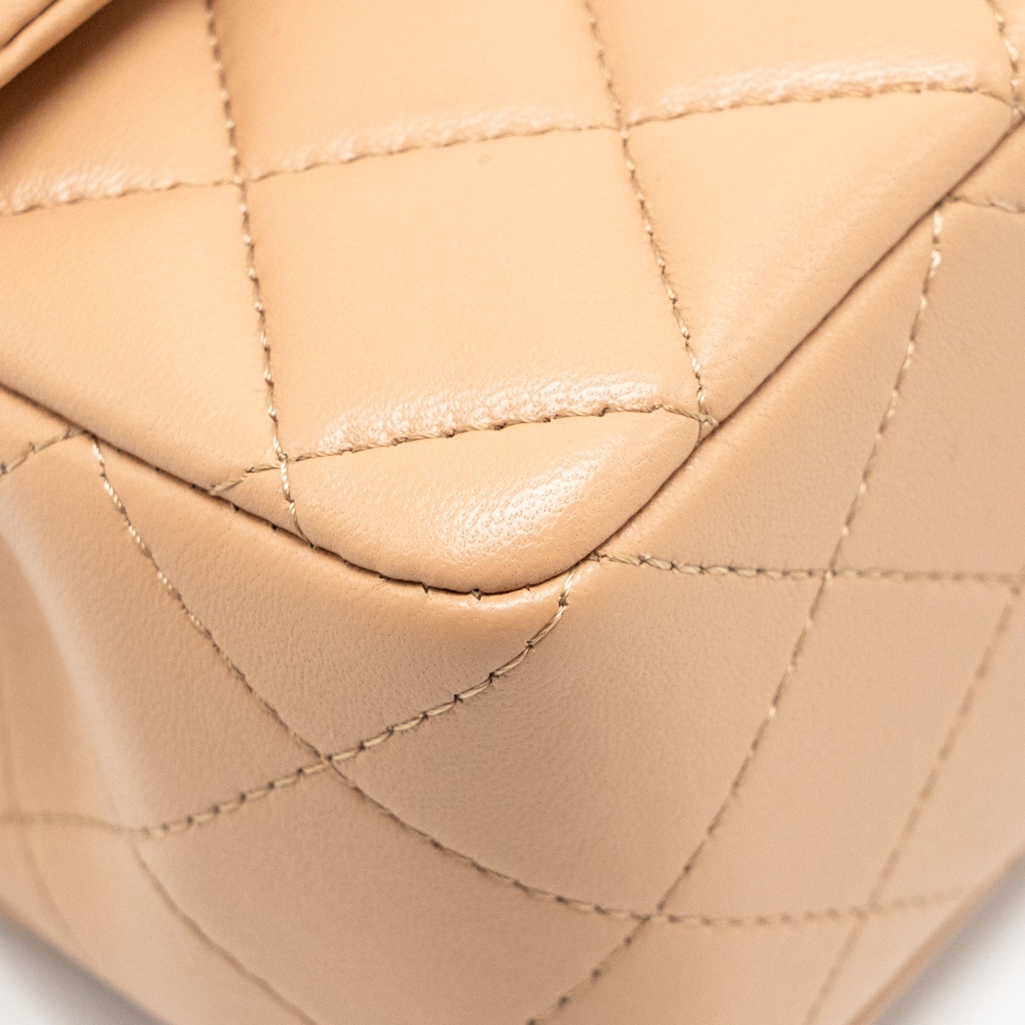Chanel Top Handle Mini Rectangular Lambskin Beige LGHW (Microchip)