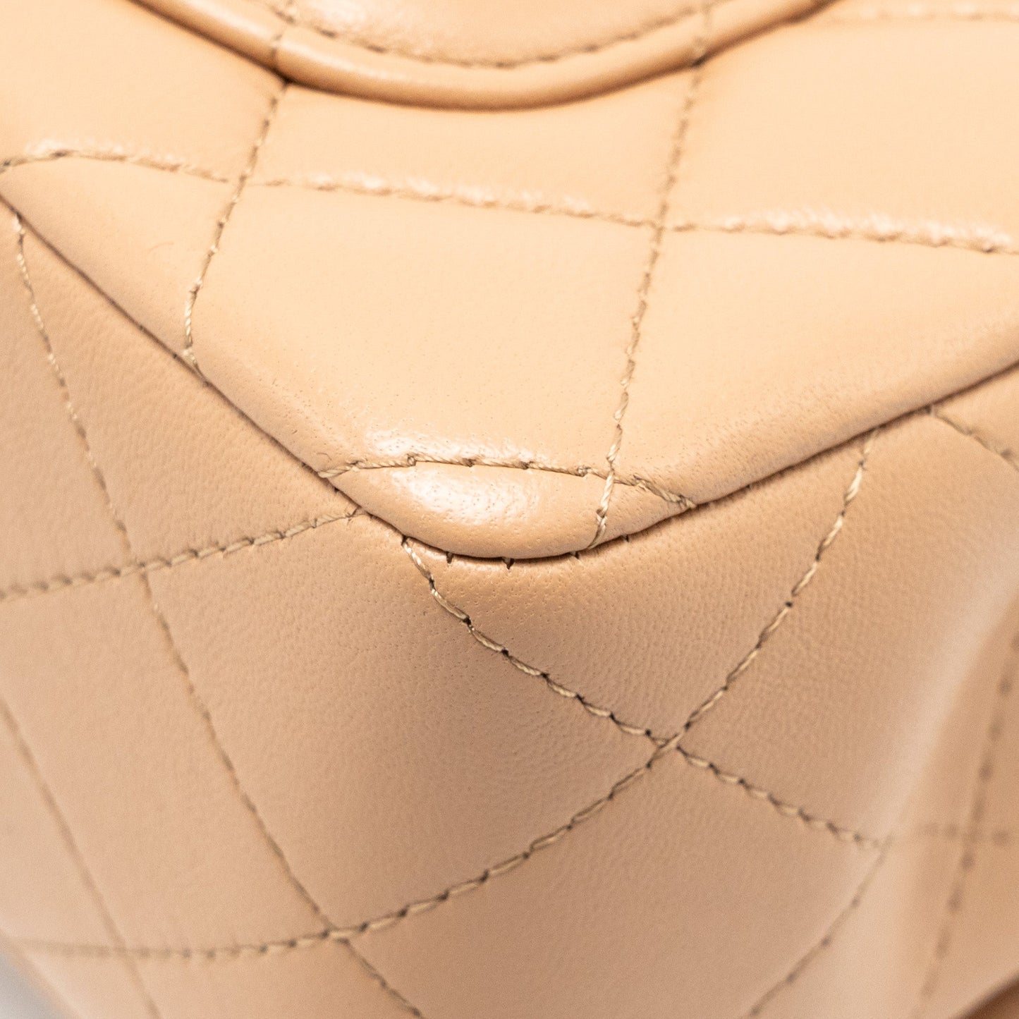 Chanel Top Handle Mini Rectangular Lambskin Beige LGHW (Microchip)