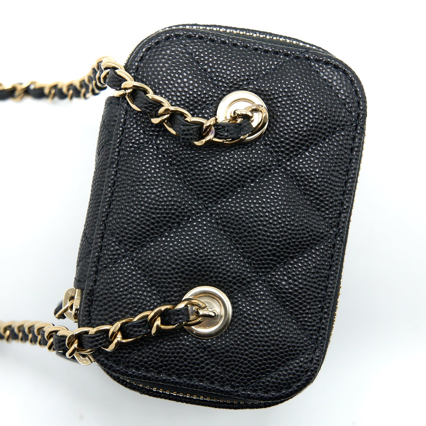 Chanel Mini Square Vanity Case Caviar Black LGHW (Microchip)