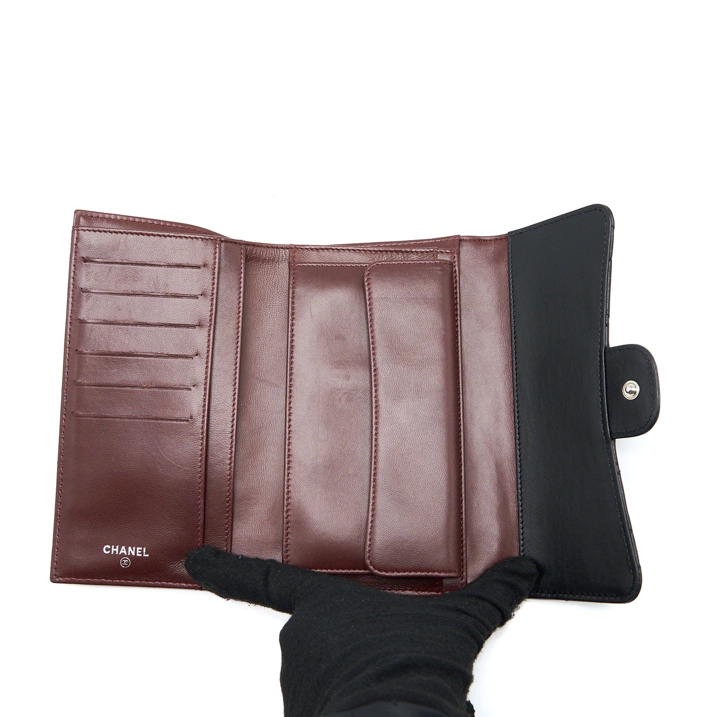 Chanel Long Flap Wallet Lambskin Black SHW