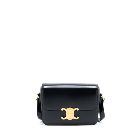 Celine Teen Triomphe Bag In Shiny Calfskin Black GHW
