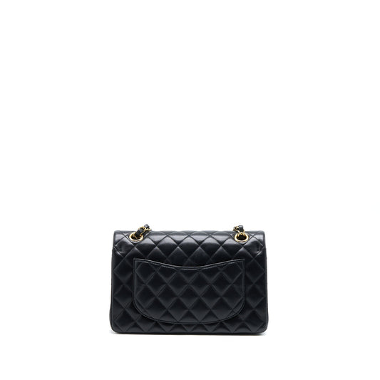 Chanel Small Classic Double Flap Bag Lambskin Black GHW (Microchip)