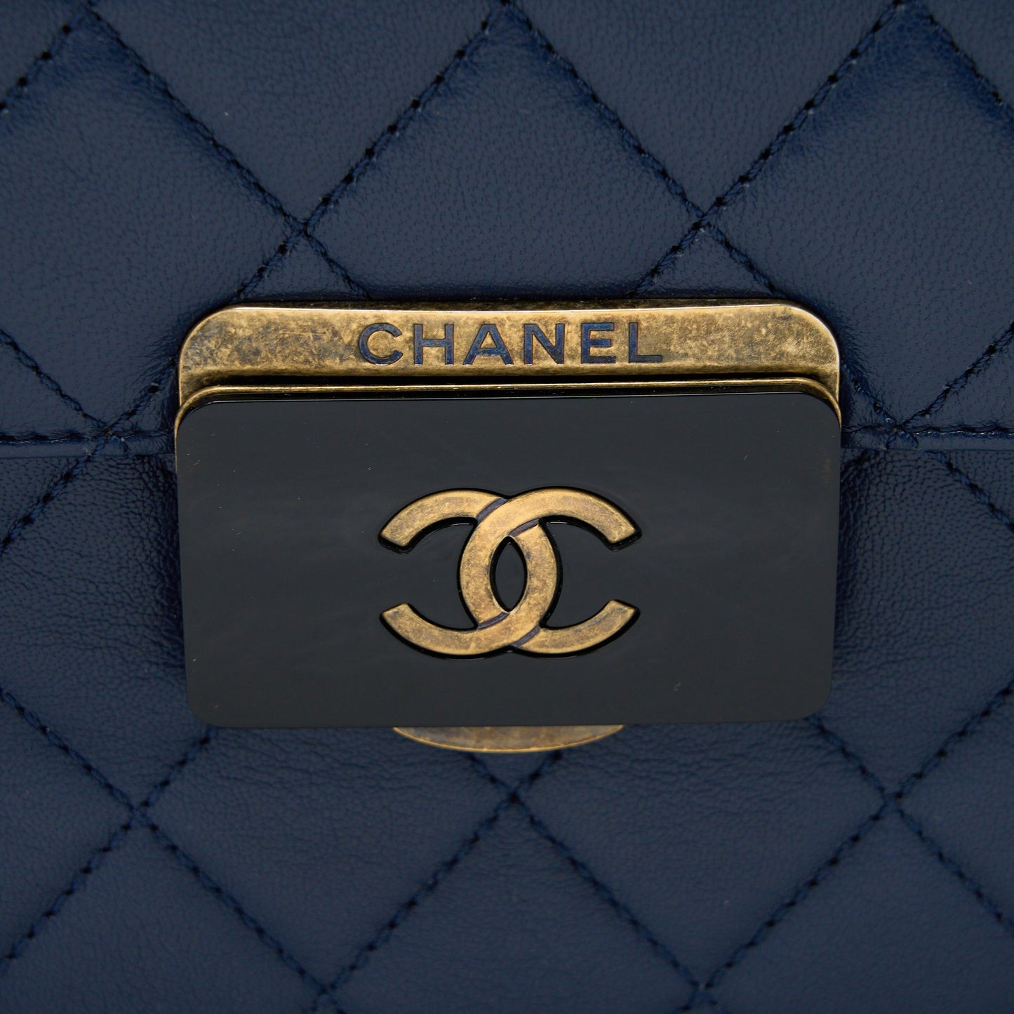 Chanel Quilted Shoulder Bag Goatskin Blue Ruthenium GHW