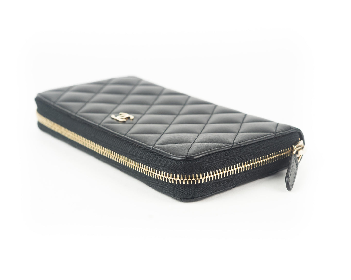 Chanel Lambskin Quilted Zip Wallet