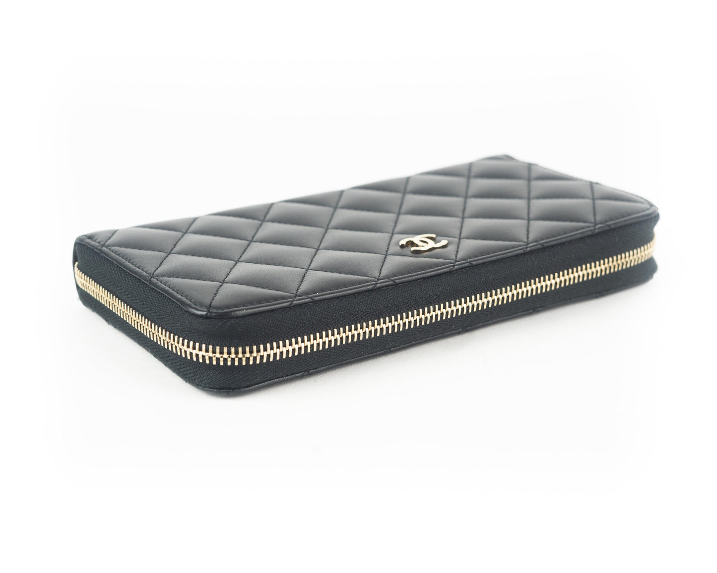 Chanel Lambskin Quilted Zip Wallet