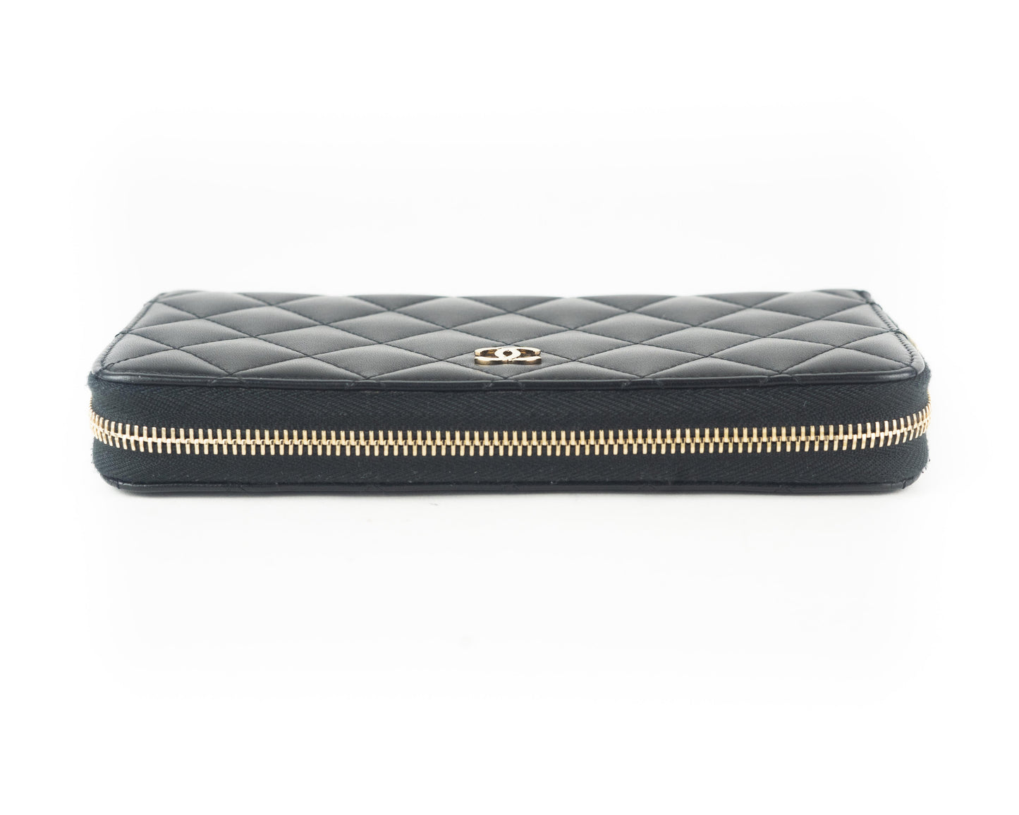 Chanel Lambskin Quilted Zip Wallet