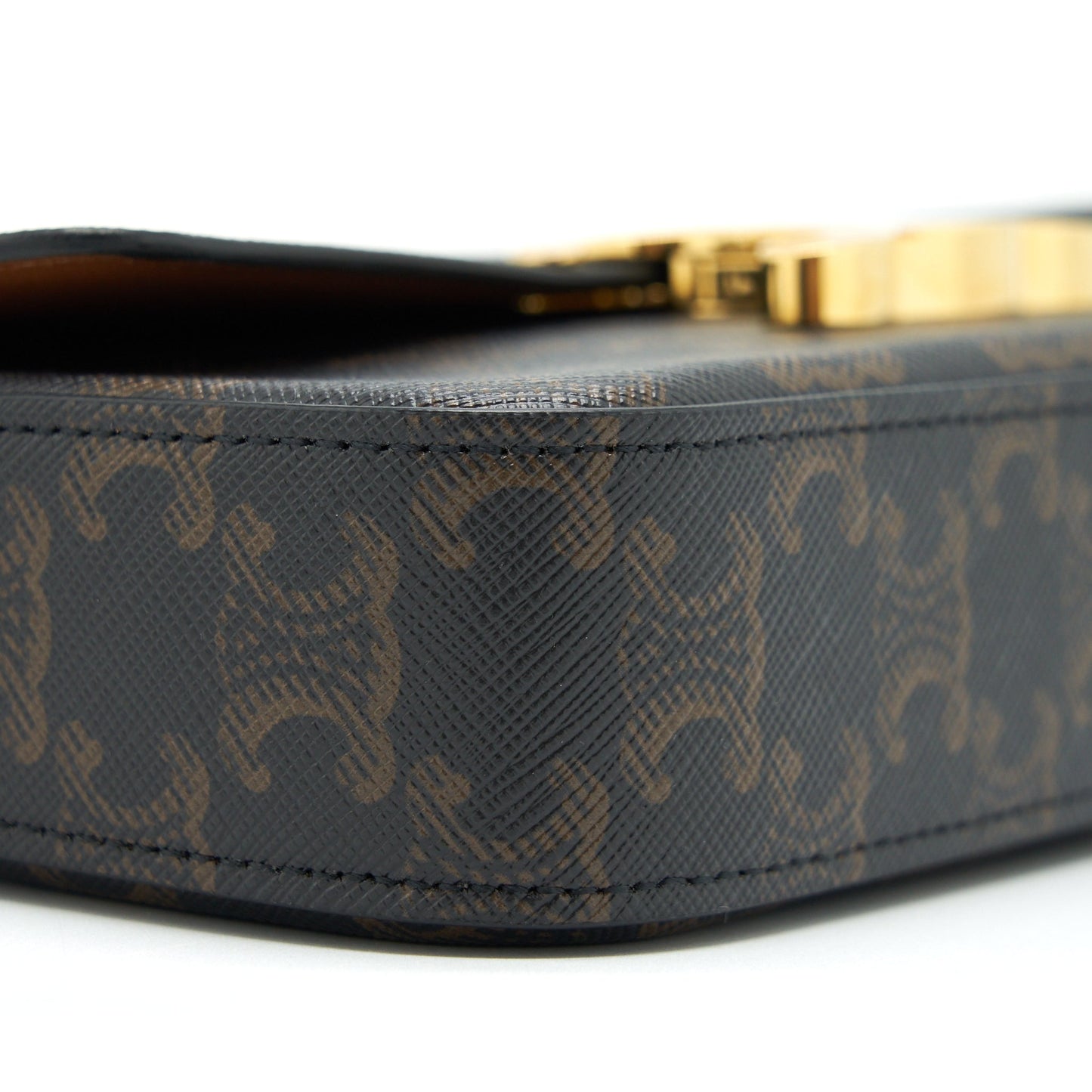 Celine Triomphe Shoulder Bag Triomphe Canvas/Calfskin Tan GHW