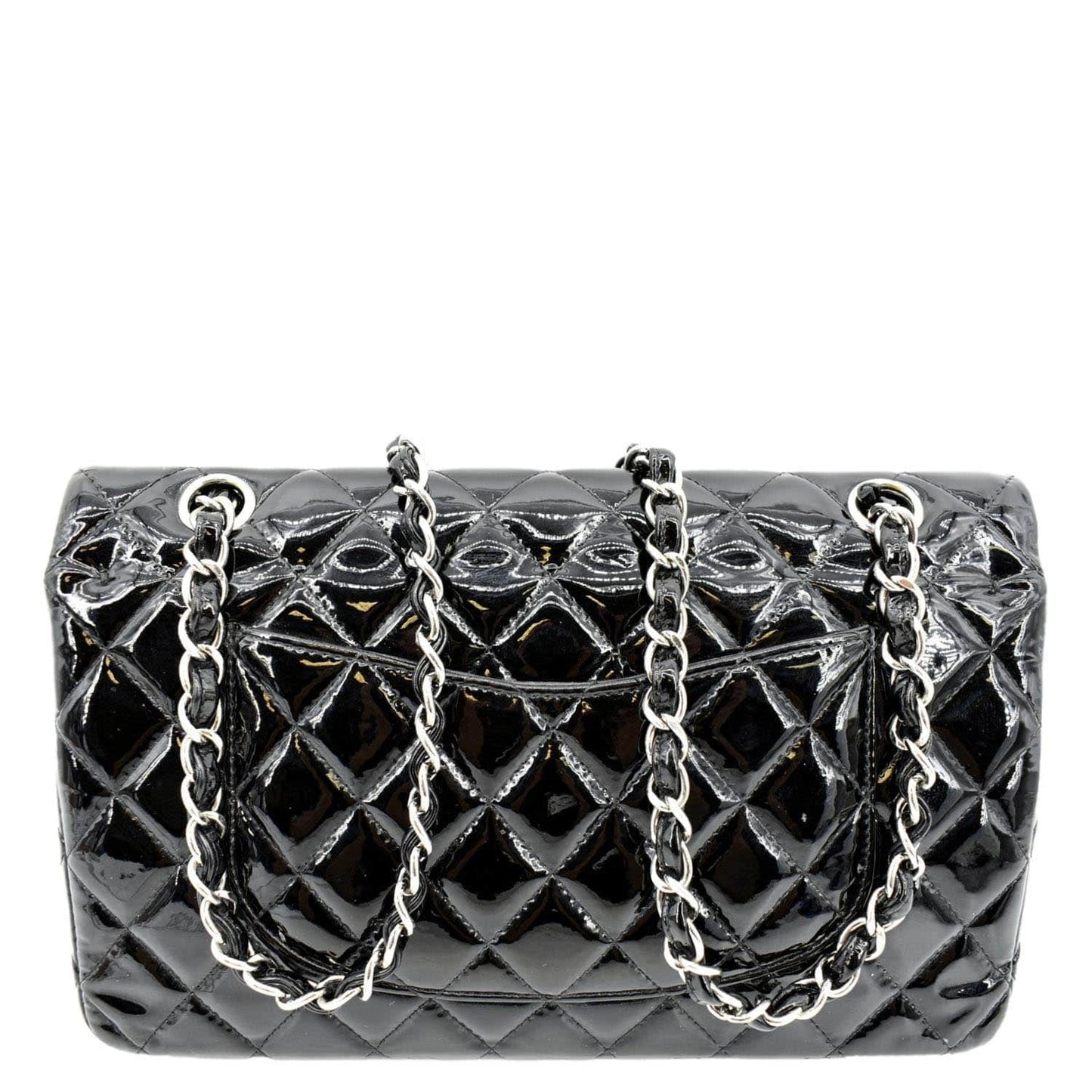 Luxury Chanel Classic Medium Double Flap Patent Leather Shoulder Bag Black
