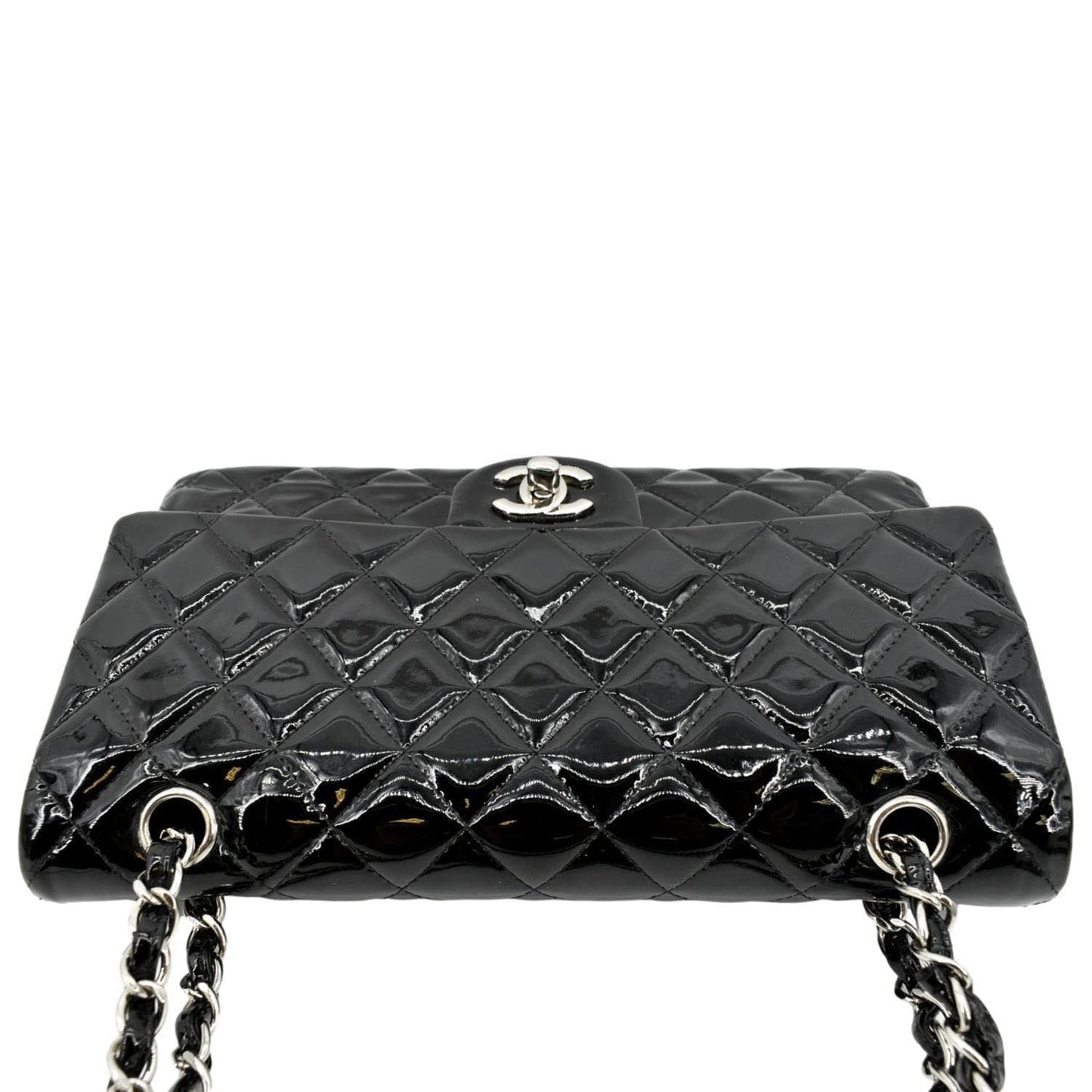 Luxury Chanel Classic Medium Double Flap Patent Leather Shoulder Bag Black