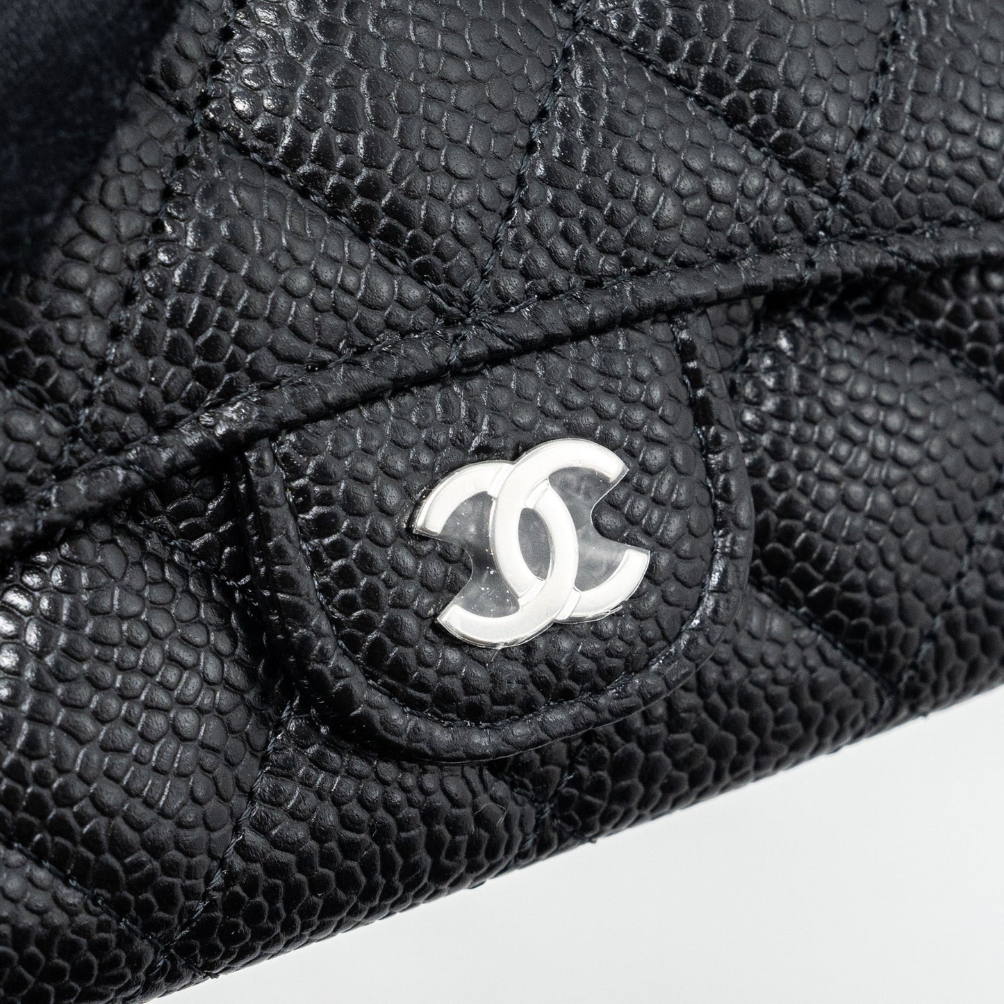 chanel classic flap card holder caviar black SHW (Microchip)