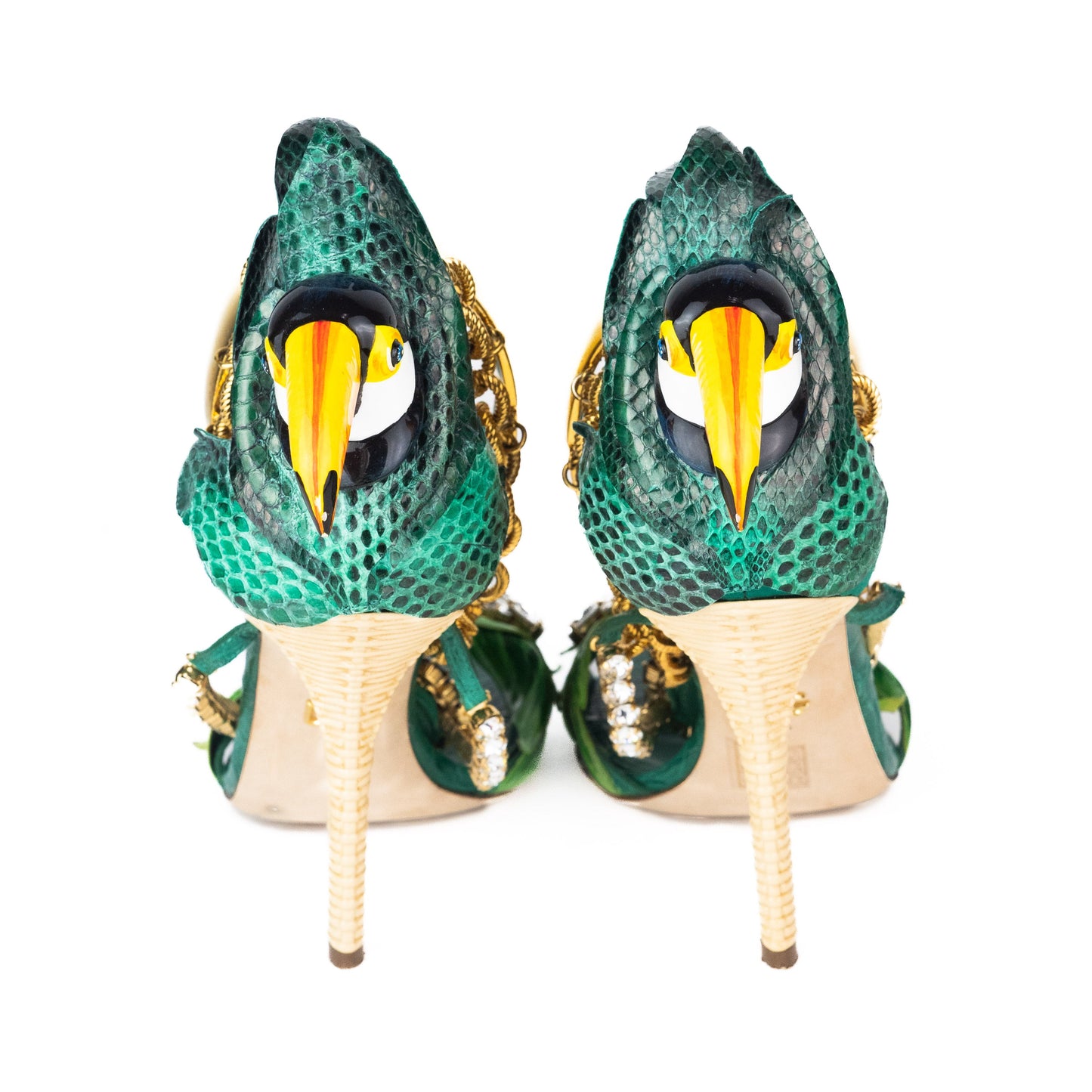 Dolce & Gabbana Leather Tropical Embellished Sandals