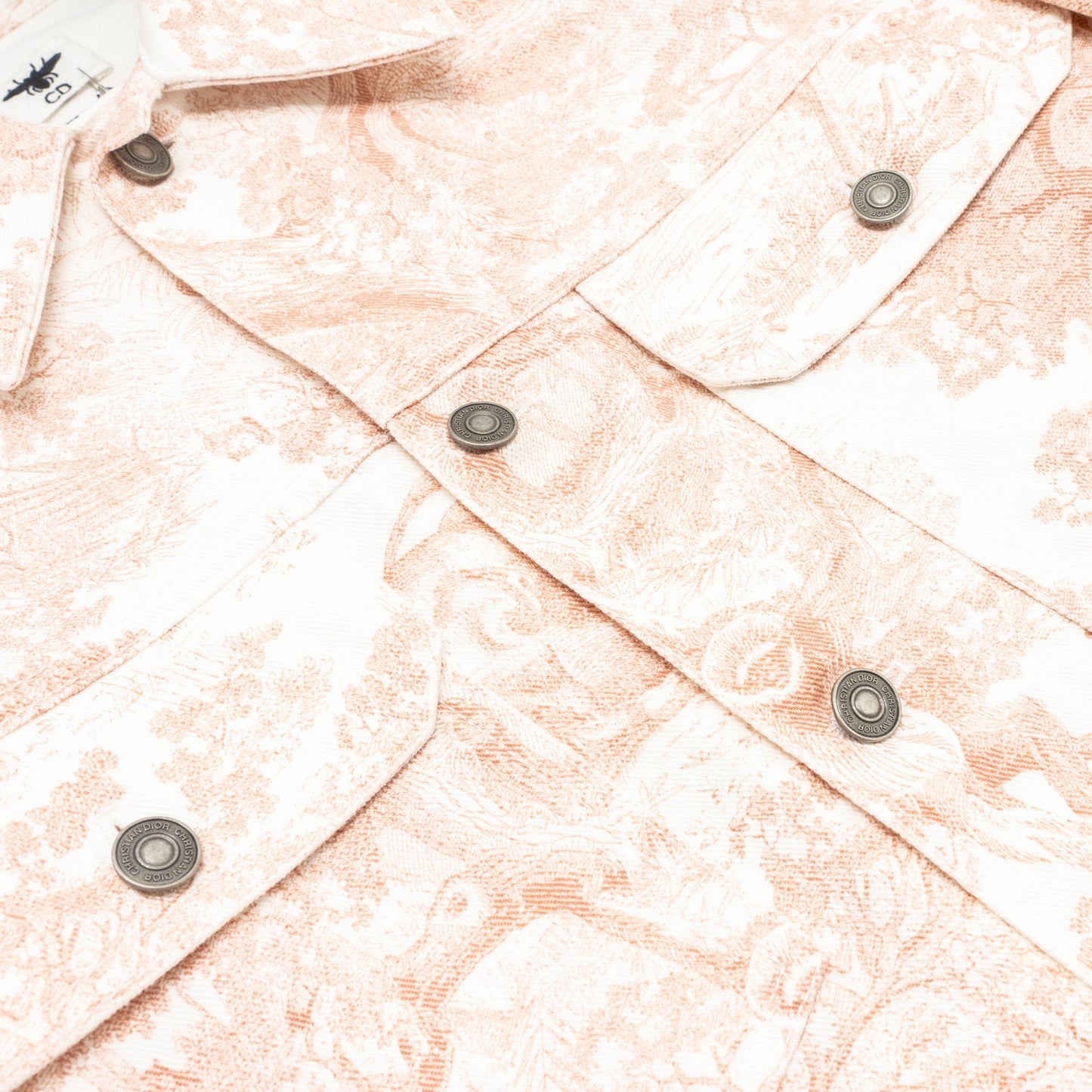 Luxury Dior Size 34 graphic print jacket neutrals cotton pink
