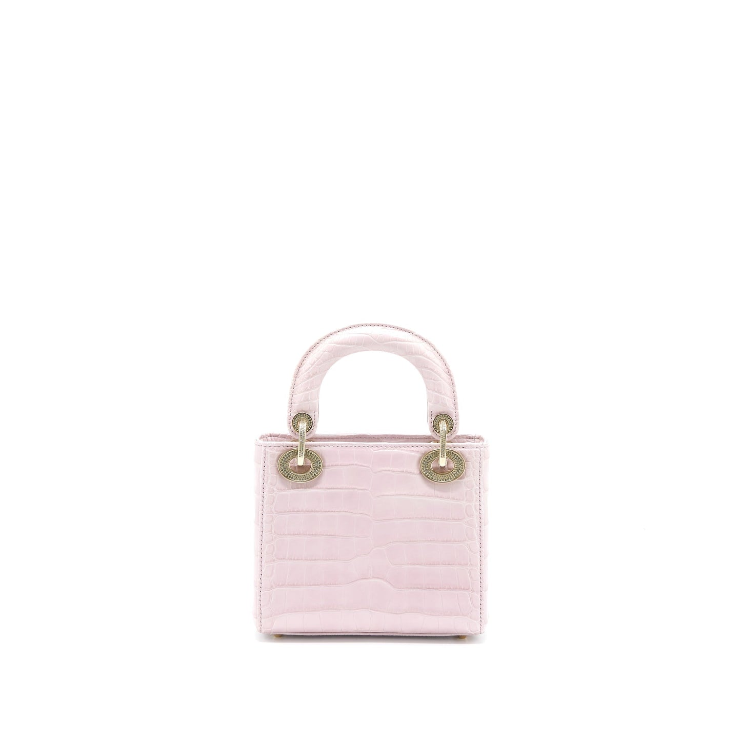 Luxury Dior Mini Lady Luxury Dior Alligator Mississippiensis Light Pink Crystal LGHW