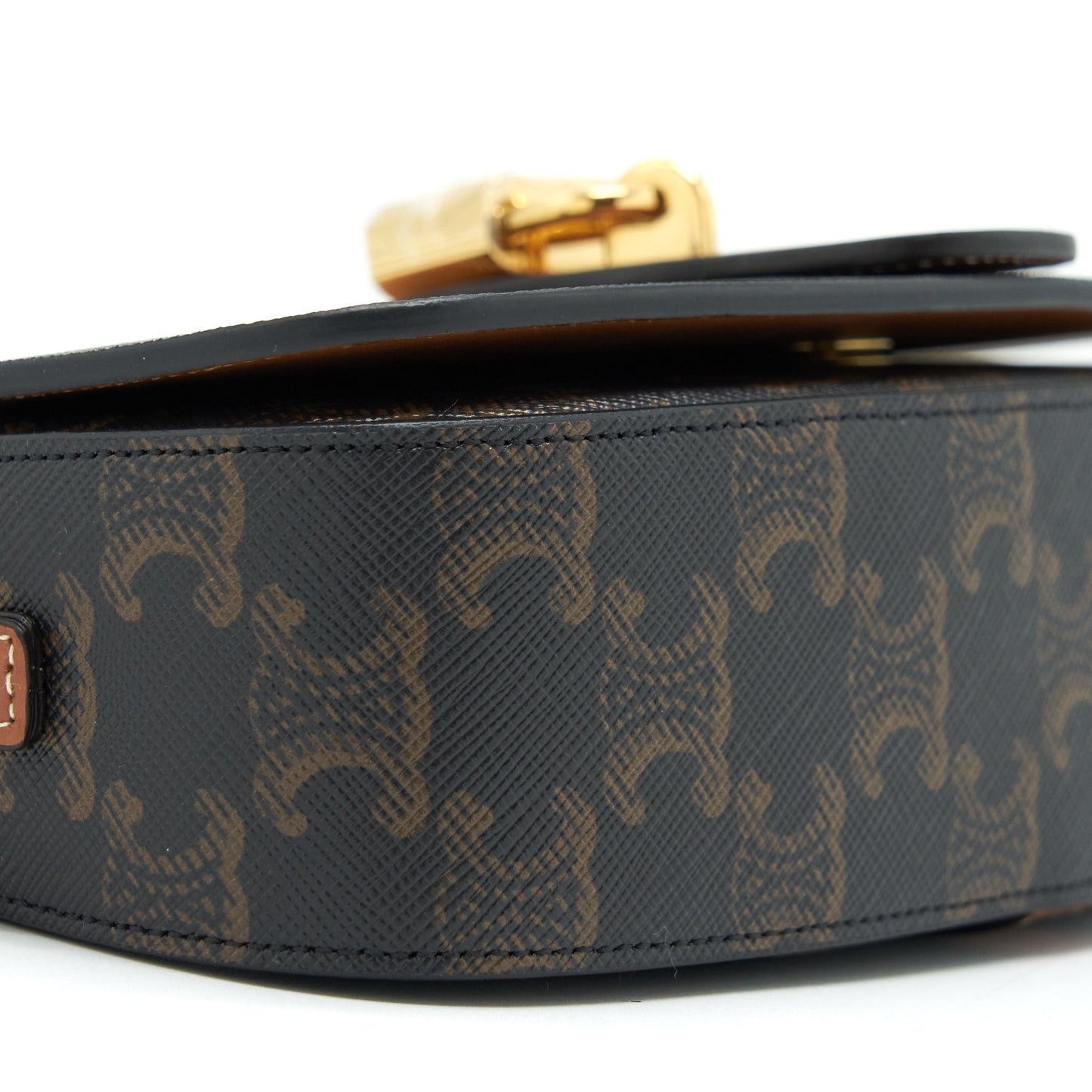 Celine Clutch On Strap In Triumphed Canvas/Calfskin Tan GHW