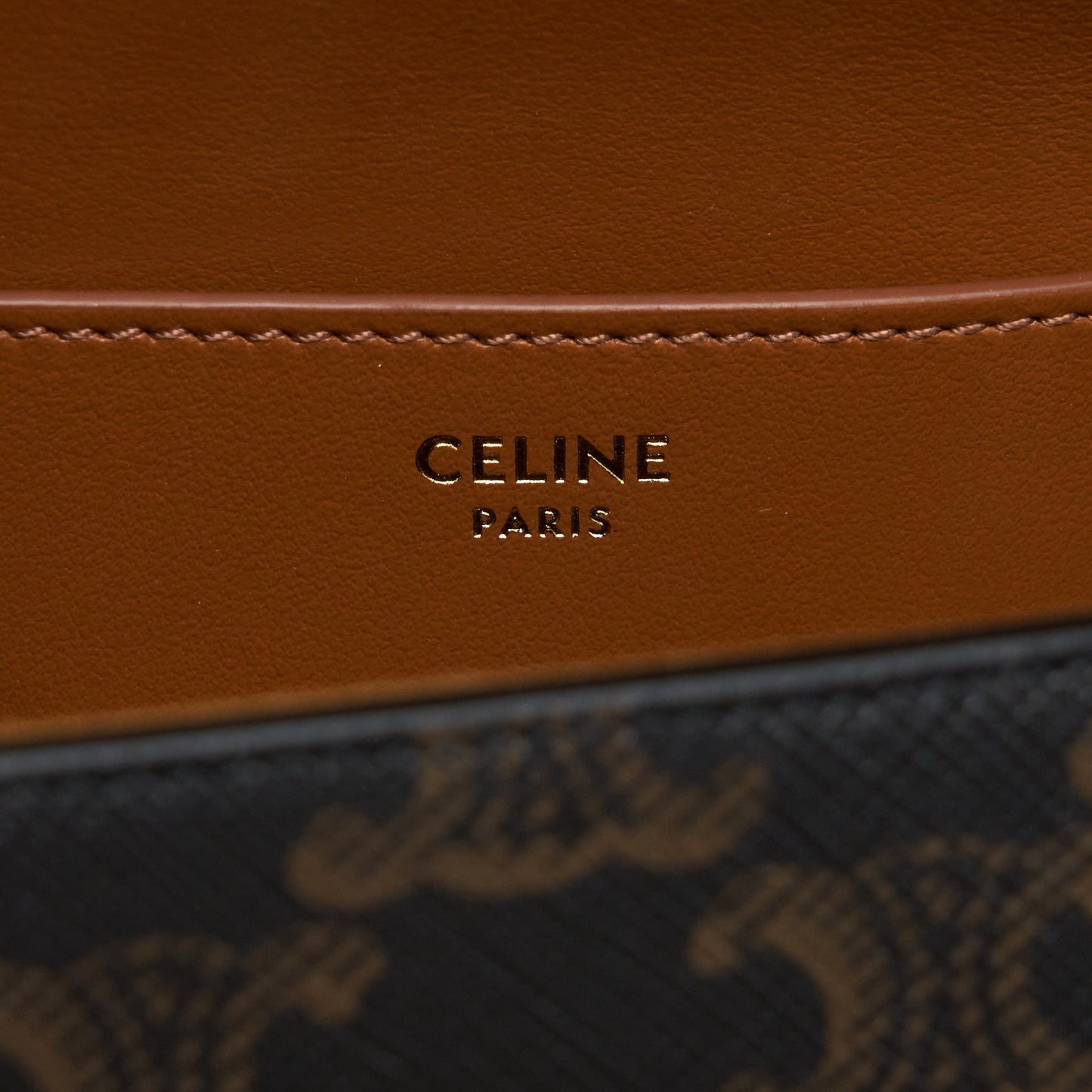 Celine Clutch On Strap In Triumphed Canvas/Calfskin Tan GHW