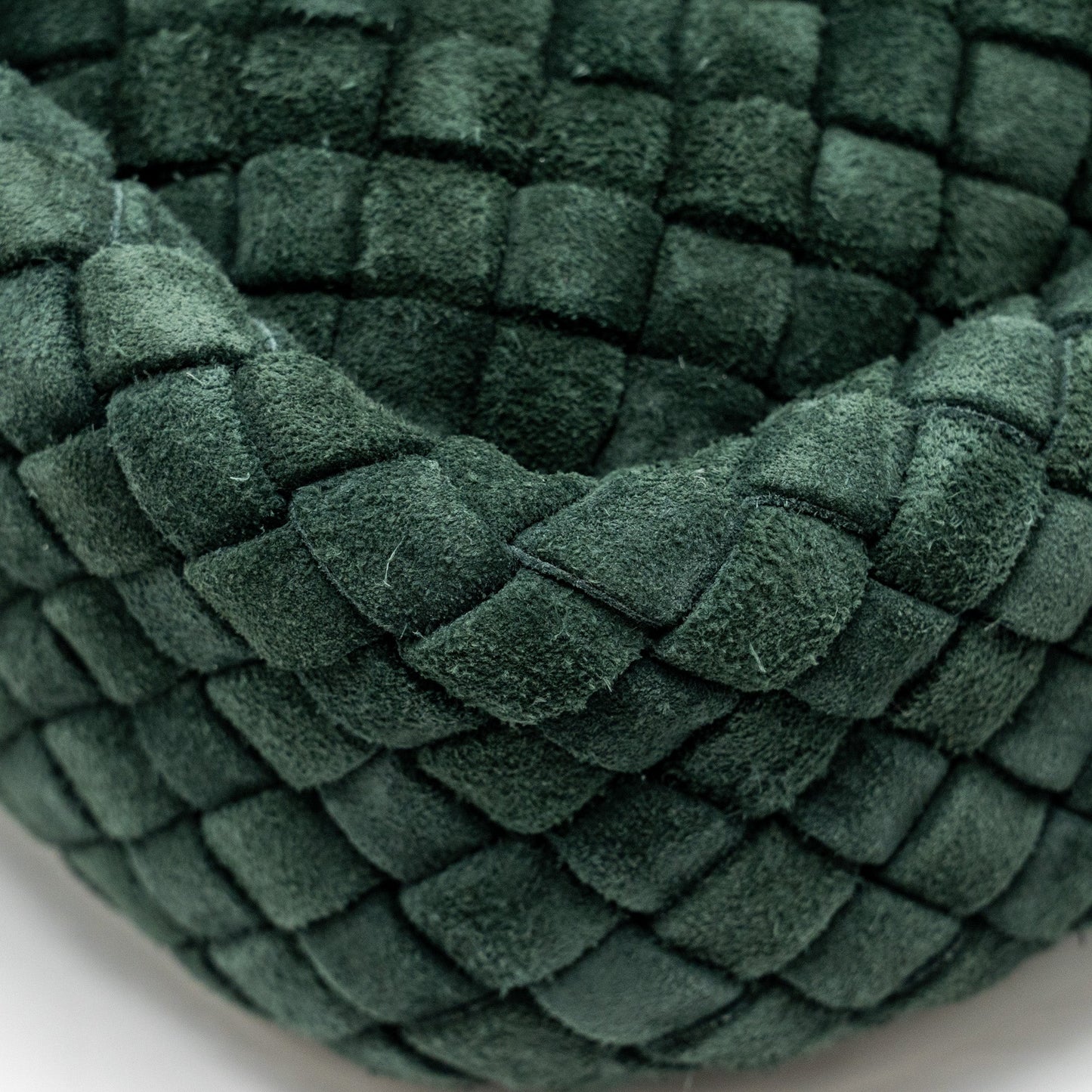Bottega Veneta Cobble Messenger Bag Intrecciato-Woven Padded Suede Dark Green GHW