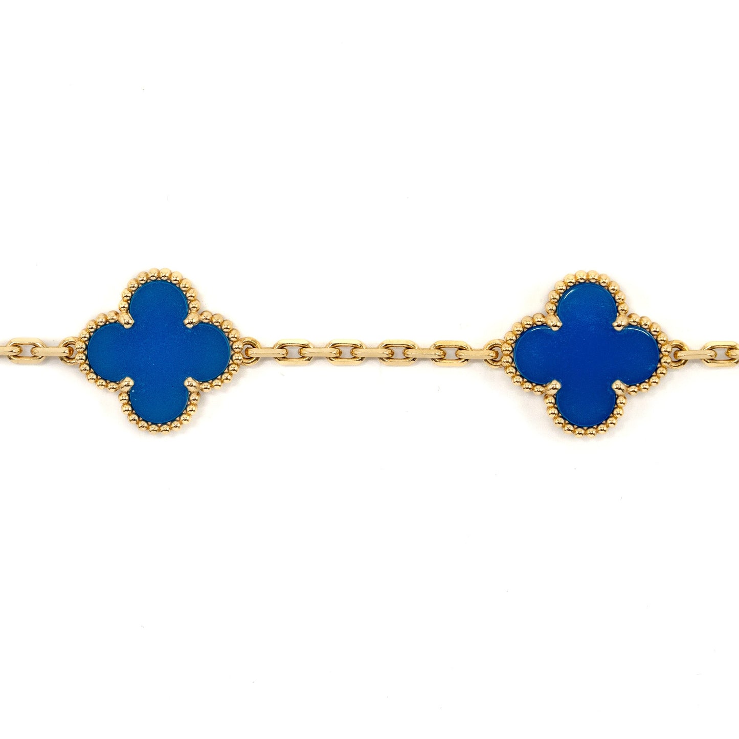 Van Cleef and Arpels vintage Alhambra bracelet 5 motif 18K yellow gold, agate
