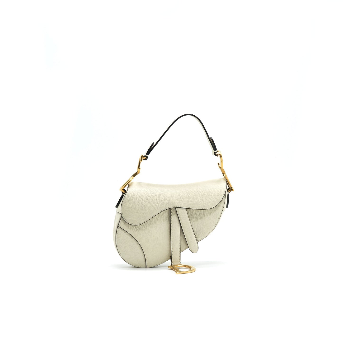 Luxury Dior Small Saddle Bag White GHW