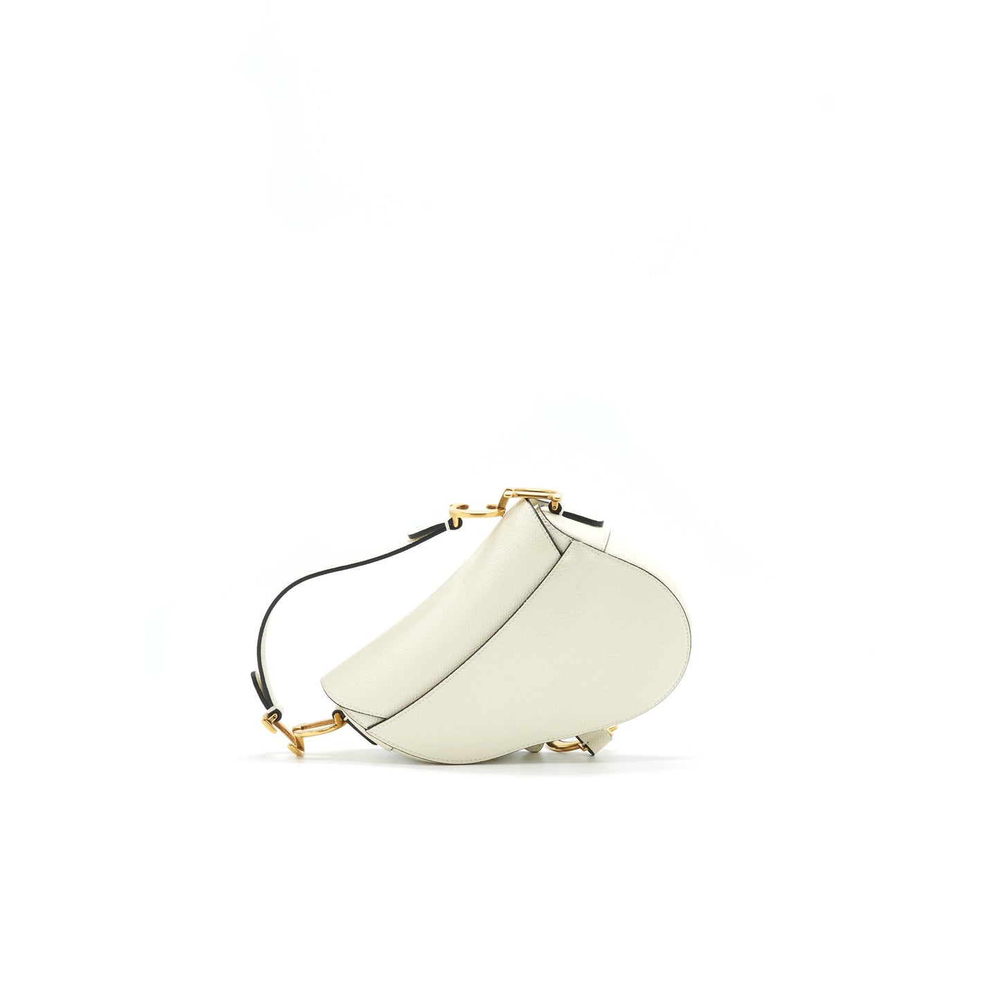 Luxury Dior Small Saddle Bag White GHW